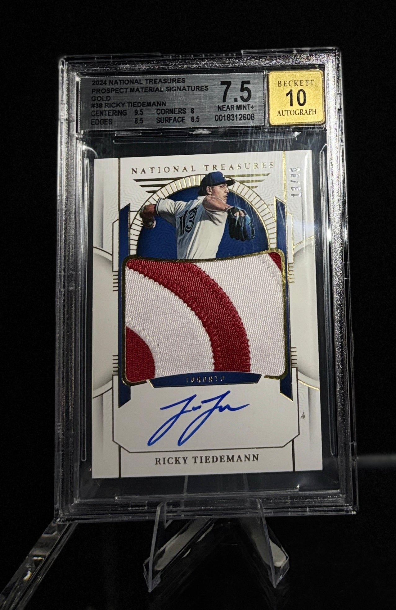 PANINI National Treasures Ricky Tiedmann /49 BGS 7.5