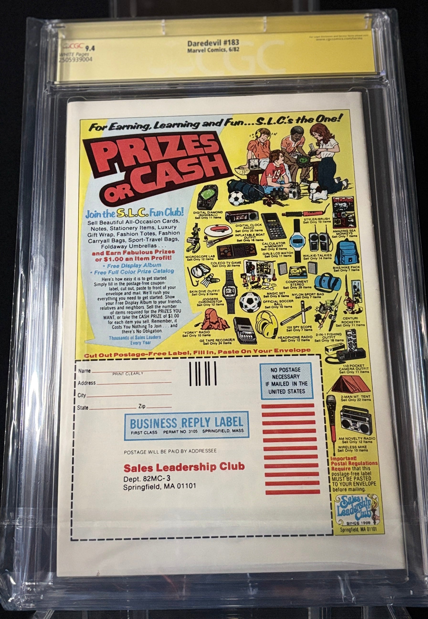 Daredevil #183 CGC 9.4 Frank Miller Auto